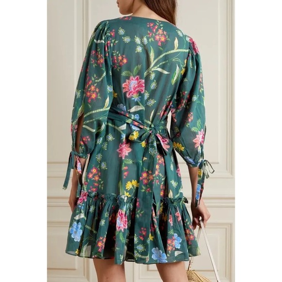 Cara Cara Millbrook Dress Green Pink Floral Size XS‎ Mini Flouncy Chic Feminine - Picture 2 of 16